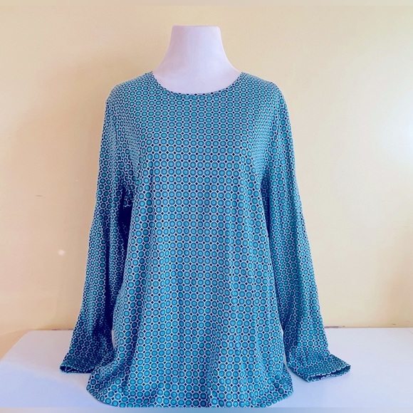 Croft & Barrow XXL Classic Long Sleeve Tee Shirt, Top, Blouse, Geometric Print - Picture 3 of 8